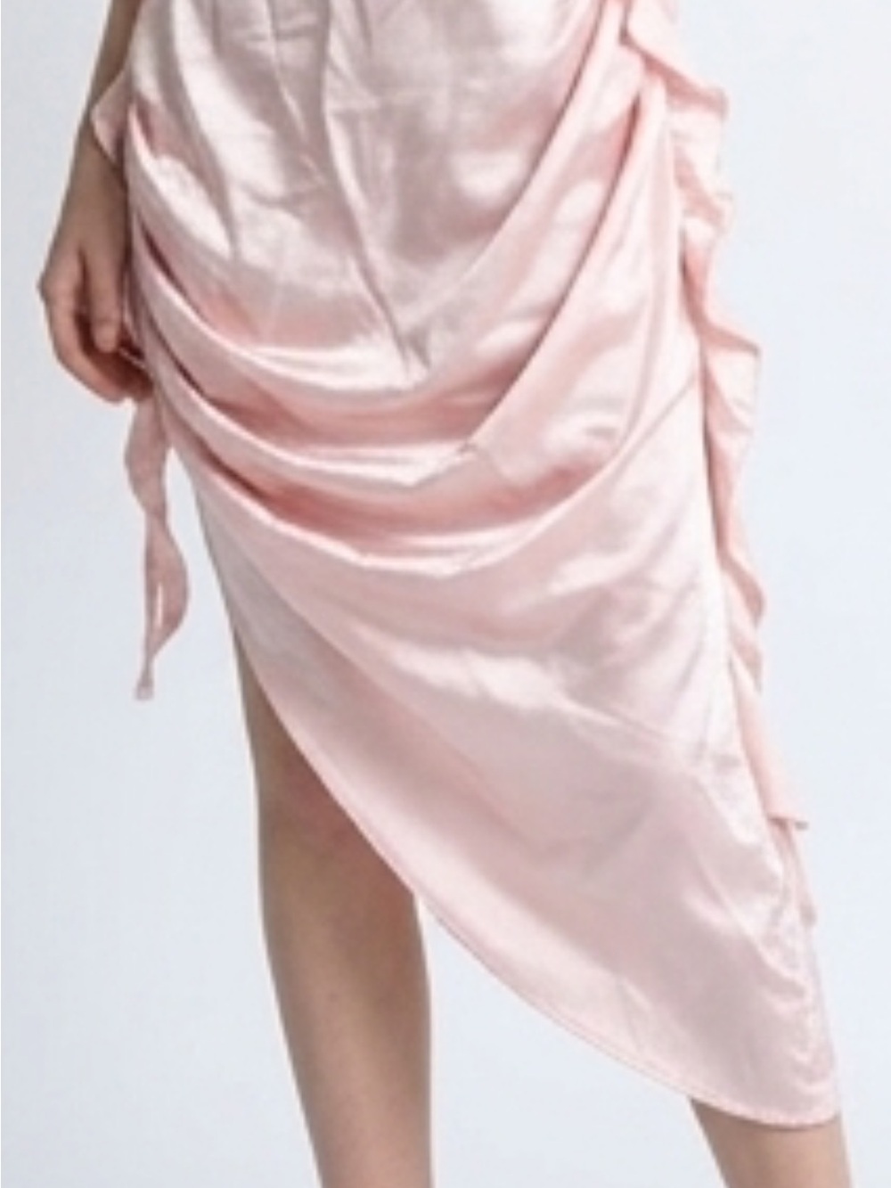 Lacemade Asymmetrical Pink Satin Midi Skirt Mermaid Style